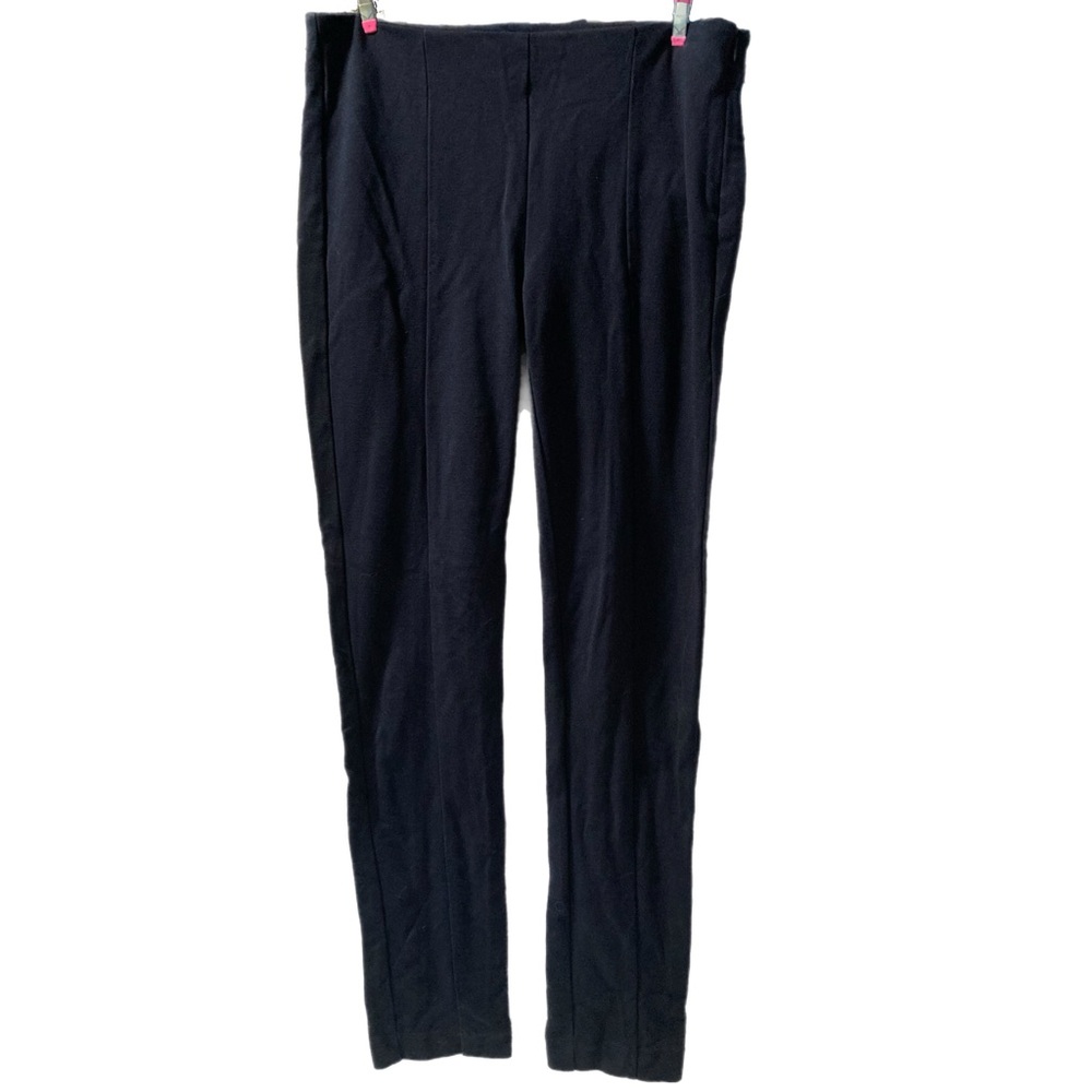 CAbi size 4 flat front trousers navy blue side zip stretch EUC 15183